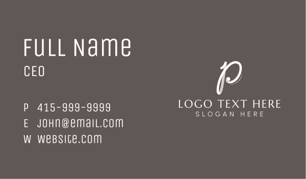 Cursive Calligraphy Letter P Business Card Design Image Preview
