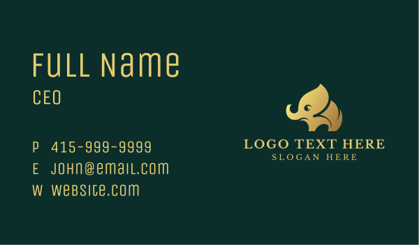 Gold Elephant Animal Business Card Design Image Preview