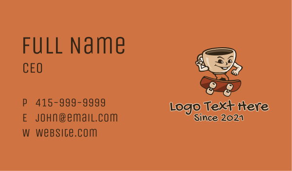 Coffee Cup Skateboarder Business Card Design Image Preview