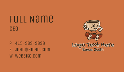 Coffee Cup Skateboarder Business Card Image Preview