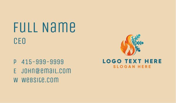 Snowflake Fire Energy Cooling Business Card Design Image Preview