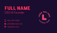 Red Neon Bar Lettermark Business Card Preview