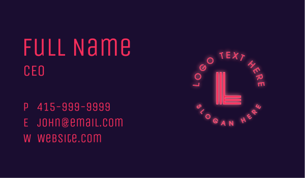 Red Neon Bar Lettermark Business Card Design Image Preview