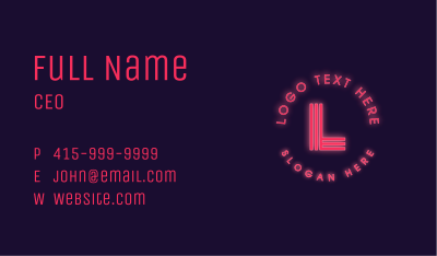 Red Neon Bar Lettermark Business Card Image Preview