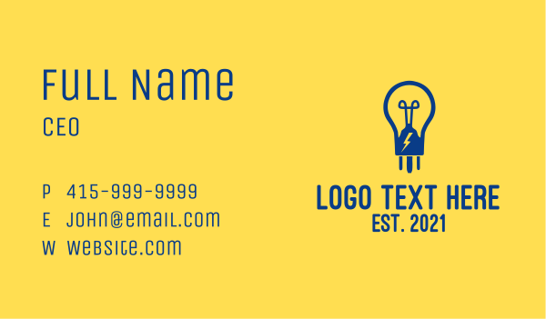 Blue Lightbulb  Business Card Design Image Preview