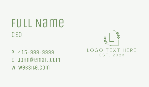 Eco Leaves Letter Business Card Design Image Preview