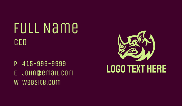Angry Rhinoceros Head  Business Card Design Image Preview