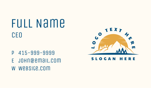 Mountain Sun Trees Business Card Design Image Preview