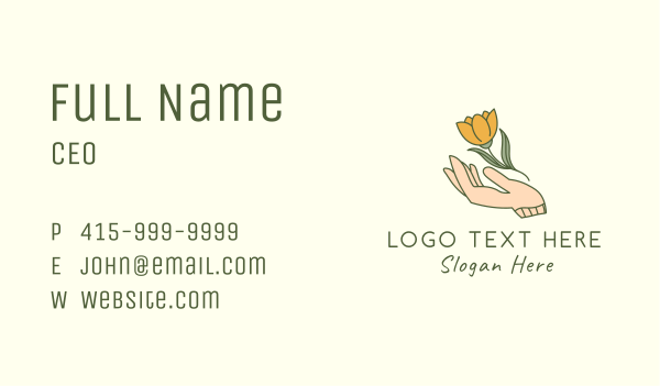 Tulip Flower Hand Business Card Design Image Preview