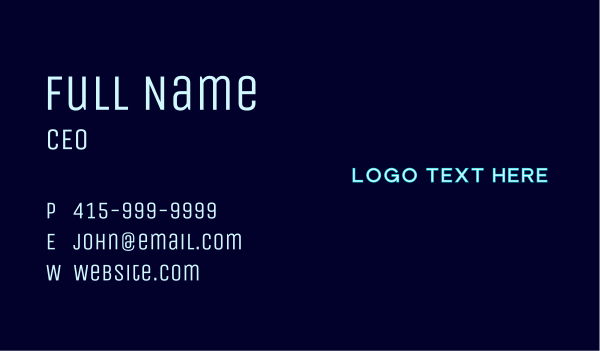 Neon Simple Wordmark Business Card Design Image Preview