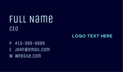 Neon Simple Wordmark Business Card Image Preview