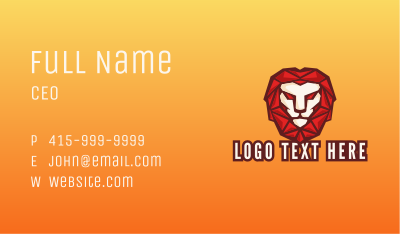 Red Lion Geometric Mascot Business Card