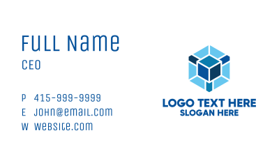 Blue Cube Hexagon Business Card Image Preview