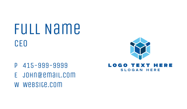 Blue Cube Hexagon Business Card Design Image Preview