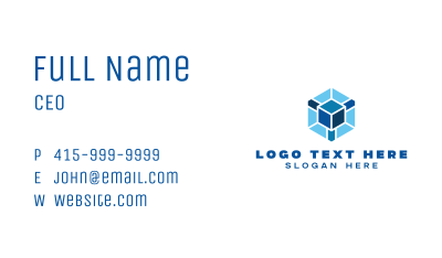 Blue Cube Hexagon Business Card Image Preview