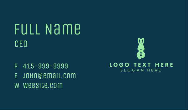 Bunny Mic Podcast Business Card Design Image Preview