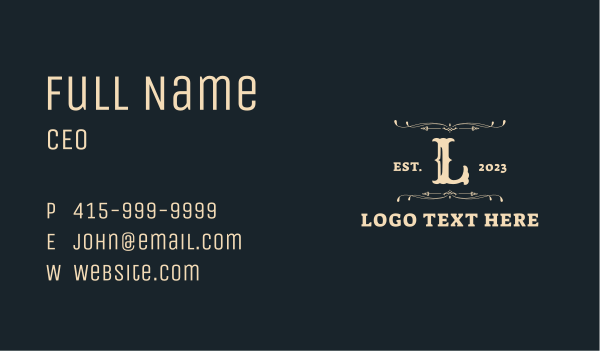 Elegant Western Letter Business Card Design Image Preview