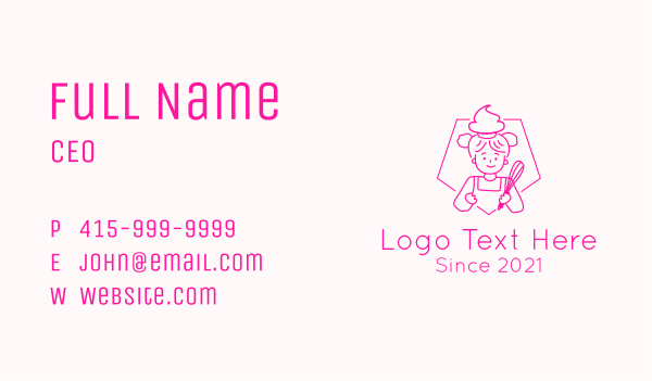 Pink Baker Girl Business Card Design Image Preview