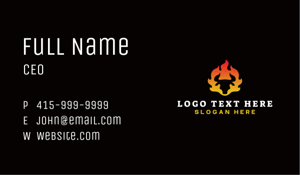 Flaming BBQ Steak Business Card Design Image Preview