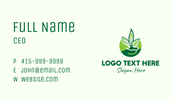 Hand Leaf Plant Business Card Design Image Preview