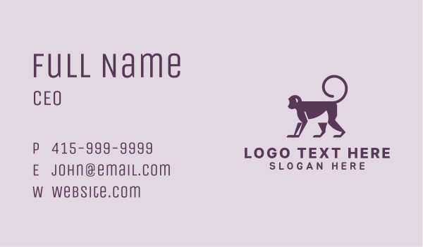 Purple Monkey Apparel Business Card Design Image Preview