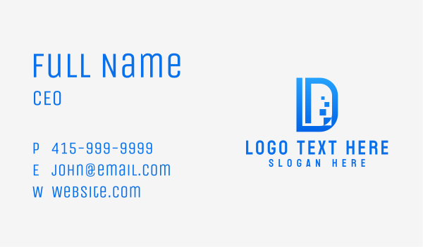 Pixelated Software Letter D  Business Card Design Image Preview