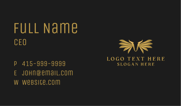Gold Modern Wings Business Card Design Image Preview
