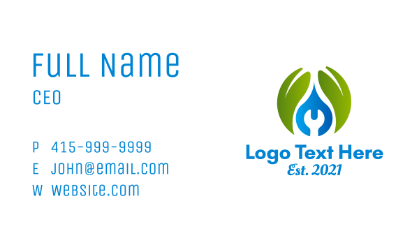 Eco Friendly Plumbing  Business Card Design Image Preview