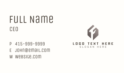 Business Hexagon Letter F Business Card Image Preview