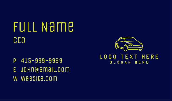 Yellow Neon Car Business Card Design Image Preview