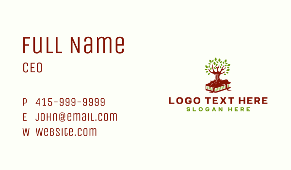 Tree Book Publishing Business Card Design Image Preview