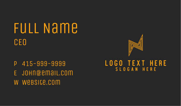 Golden Volt Letter N Business Card Design Image Preview