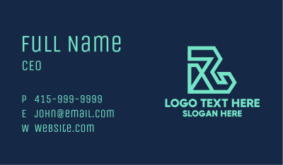 Green Polygon Letter R Business Card Image Preview