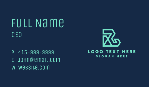 Green Polygon Letter R Business Card Design Image Preview