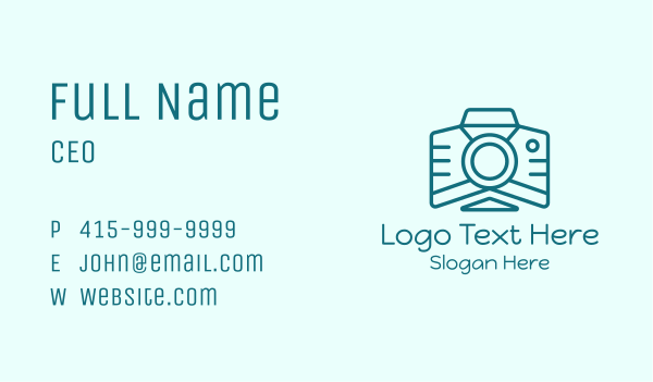 Blue Minimalist Camera Business Card Design Image Preview