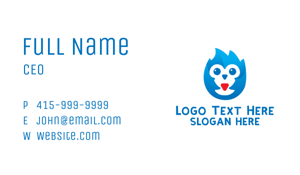 Blue Baby Owl Business Card Design