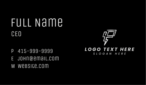 Lightning Power Bolt Business Card Design Image Preview