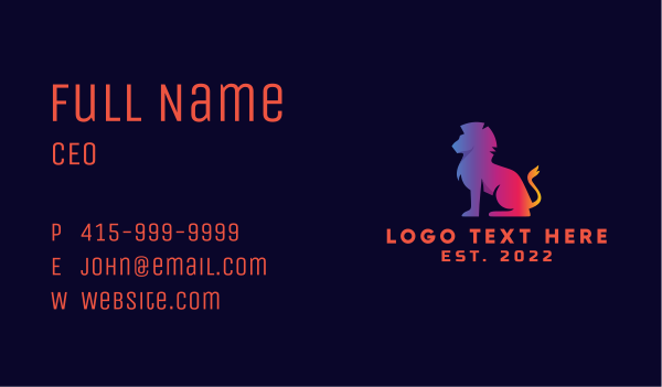 Gradient Lion Animal Business Card Design Image Preview