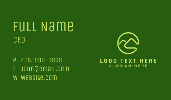 Green Mountain Letter C  Business Card Design Image Preview