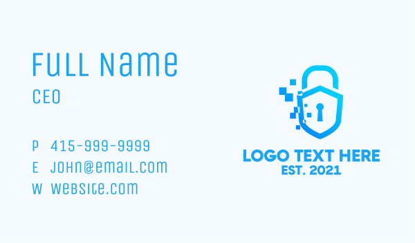 Pixelated Security Shield Business Card Design Image Preview
