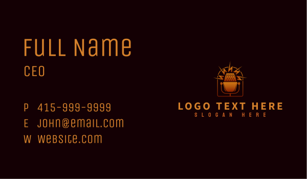 Retro Mic Podcast Business Card Design Image Preview