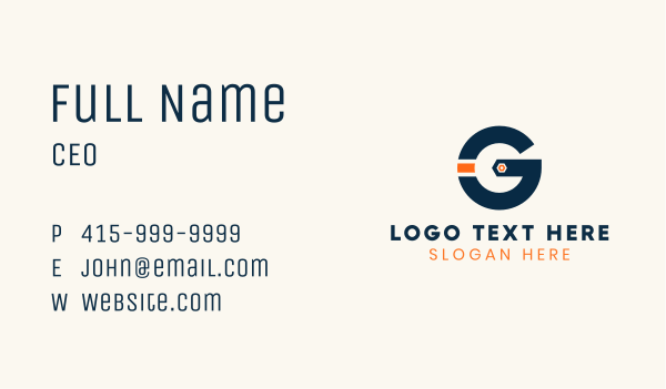 Spanner Letter G Business Card Design Image Preview