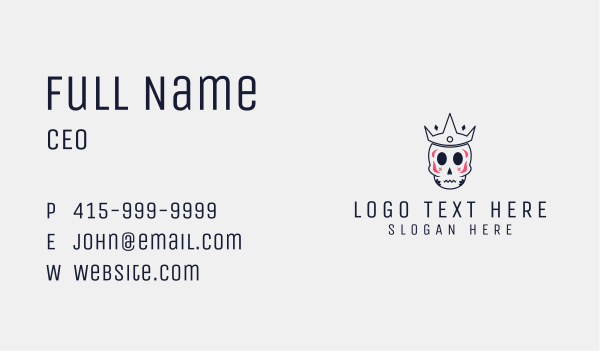 King Sugar Skull Business Card Design Image Preview