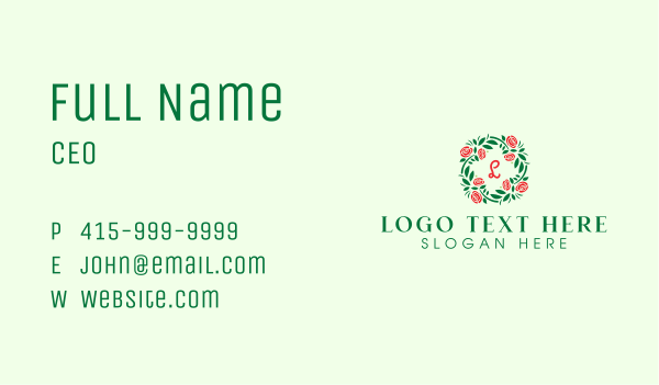 Rose Ornament Wreath Business Card Design Image Preview