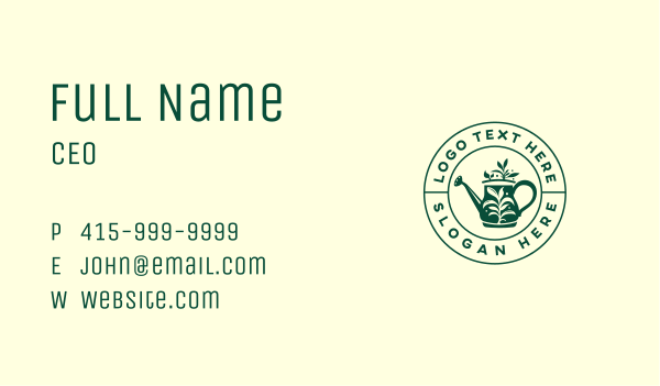 Watering Can Landscaping Business Card Design Image Preview
