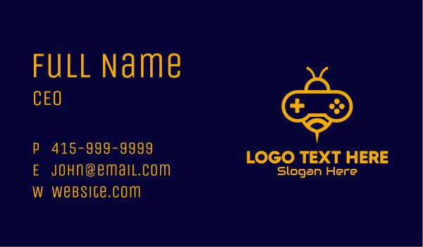 Yellow Bee Video Game Business Card Design Image Preview