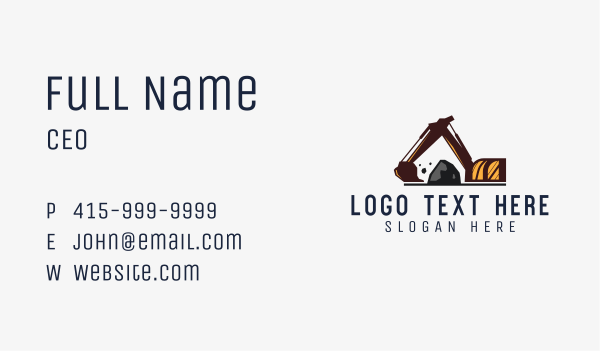 Excavator Arm Boulder Business Card Design Image Preview