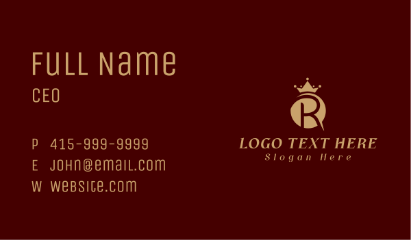 Royal Crown Letter R Business Card Design Image Preview