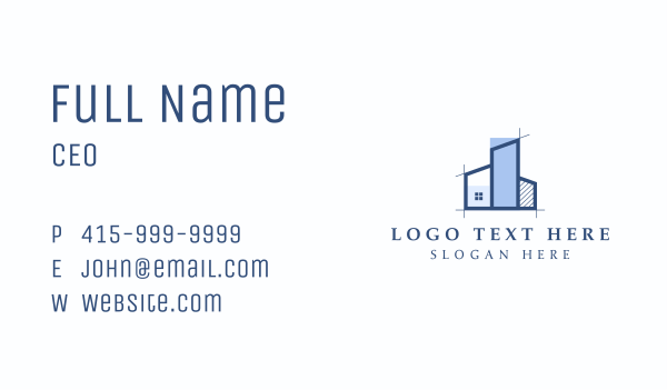 Blue Building Architecture Business Card Design Image Preview