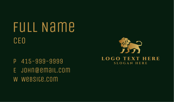 Walking Golden Lion Business Card Design Image Preview